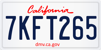 CA license plate 7KFT265