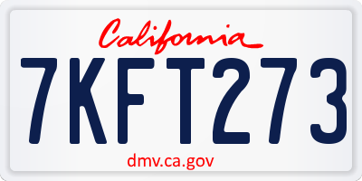 CA license plate 7KFT273