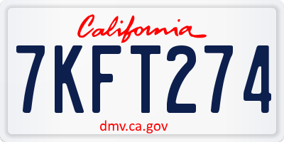 CA license plate 7KFT274