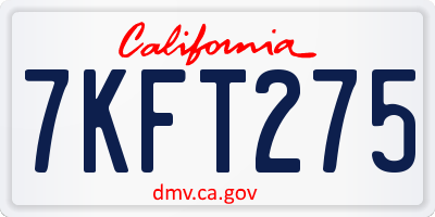 CA license plate 7KFT275