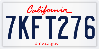 CA license plate 7KFT276