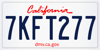 CA license plate 7KFT277