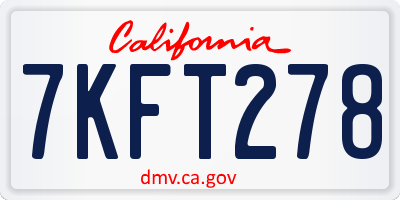 CA license plate 7KFT278
