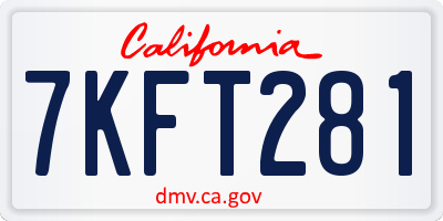 CA license plate 7KFT281