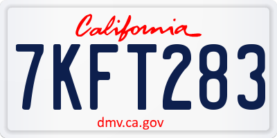 CA license plate 7KFT283