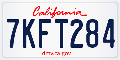 CA license plate 7KFT284