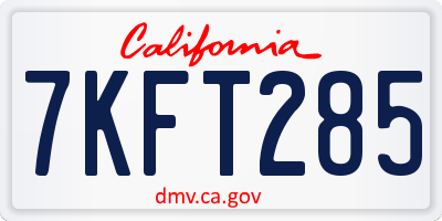 CA license plate 7KFT285