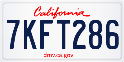 CA license plate 7KFT286