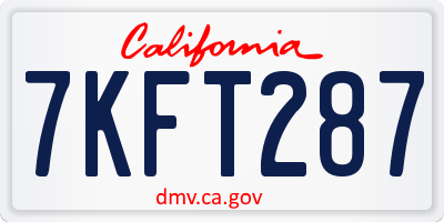 CA license plate 7KFT287