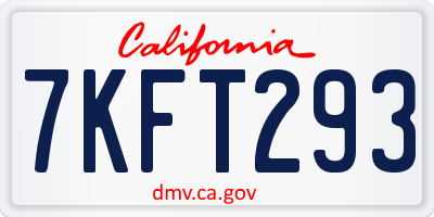 CA license plate 7KFT293
