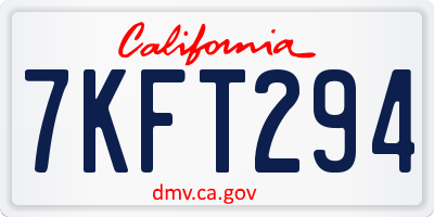 CA license plate 7KFT294