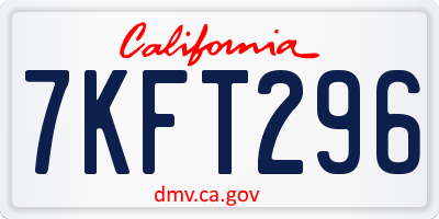 CA license plate 7KFT296