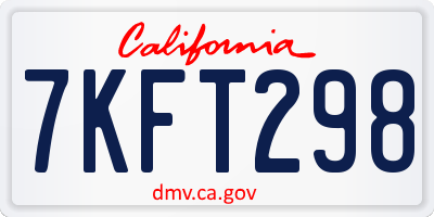 CA license plate 7KFT298