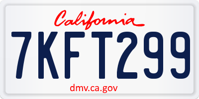 CA license plate 7KFT299