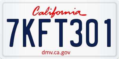 CA license plate 7KFT301