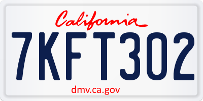 CA license plate 7KFT302