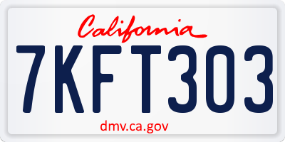 CA license plate 7KFT303