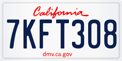 CA license plate 7KFT308