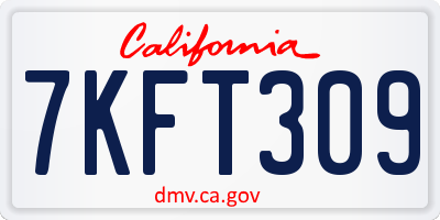 CA license plate 7KFT309