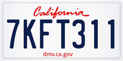 CA license plate 7KFT311
