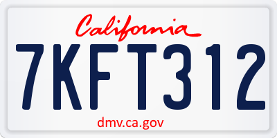 CA license plate 7KFT312