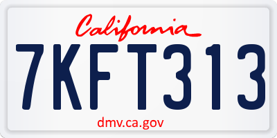 CA license plate 7KFT313