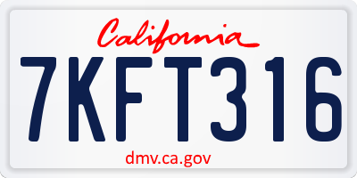 CA license plate 7KFT316