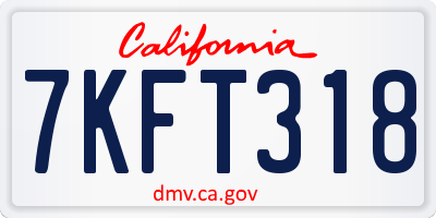 CA license plate 7KFT318