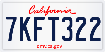 CA license plate 7KFT322