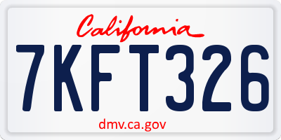 CA license plate 7KFT326