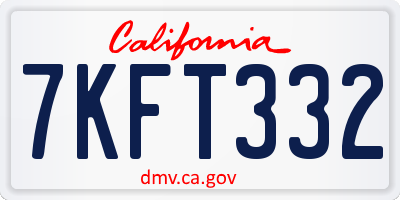 CA license plate 7KFT332