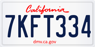 CA license plate 7KFT334