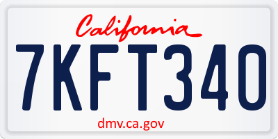 CA license plate 7KFT340