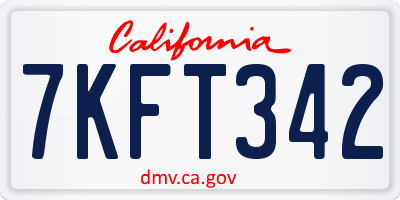 CA license plate 7KFT342