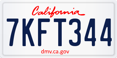 CA license plate 7KFT344