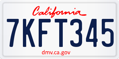 CA license plate 7KFT345
