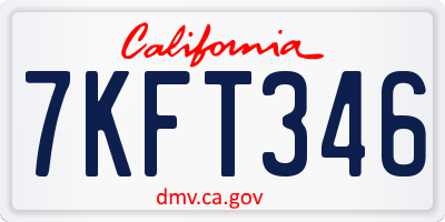 CA license plate 7KFT346