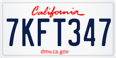 CA license plate 7KFT347