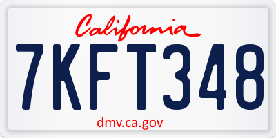 CA license plate 7KFT348