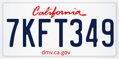 CA license plate 7KFT349