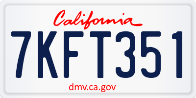 CA license plate 7KFT351