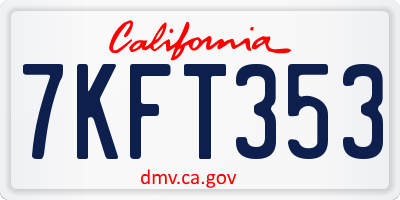 CA license plate 7KFT353