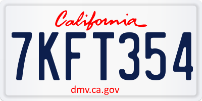 CA license plate 7KFT354