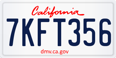 CA license plate 7KFT356