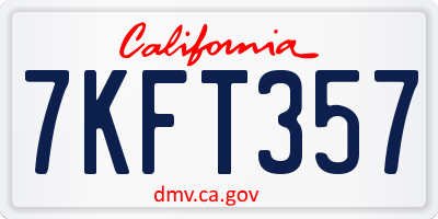CA license plate 7KFT357