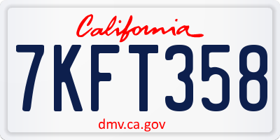 CA license plate 7KFT358