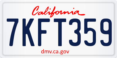 CA license plate 7KFT359