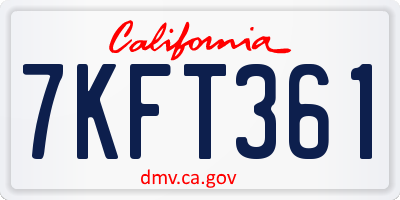 CA license plate 7KFT361