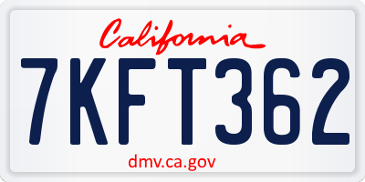 CA license plate 7KFT362