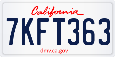 CA license plate 7KFT363